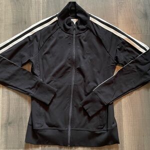 Black Track Jacket with White Stripes